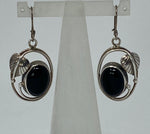 Load image into Gallery viewer, Black Onyx and Silver Leaf Earrings
