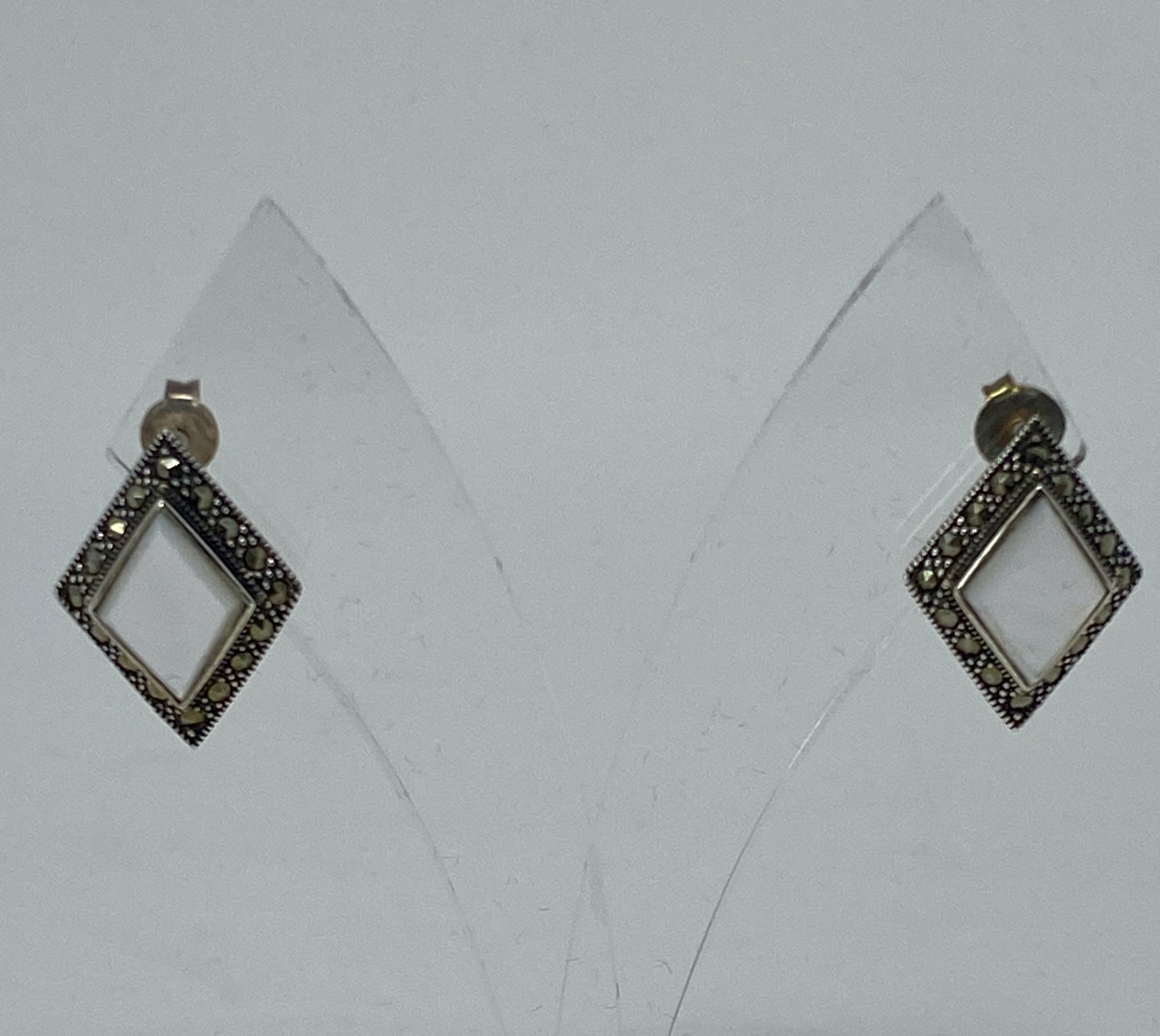 Marcasite and Mother of Pearl Stud Earrings