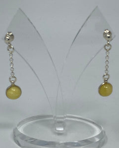 Natural Milky Amber Chain Drop Earrings