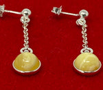 Load image into Gallery viewer, Natural Milky Amber Chain Drop Earrings
