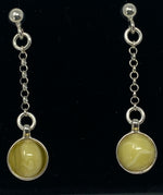 Load image into Gallery viewer, Natural Milky Amber Chain Drop Earrings
