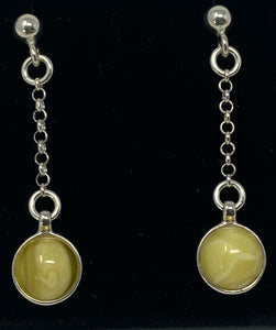 Natural Milky Amber Chain Drop Earrings