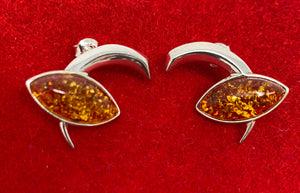 Amber and Silver Earrings