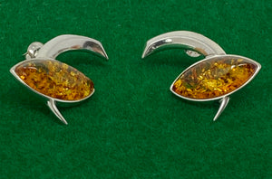Amber and Silver Earrings