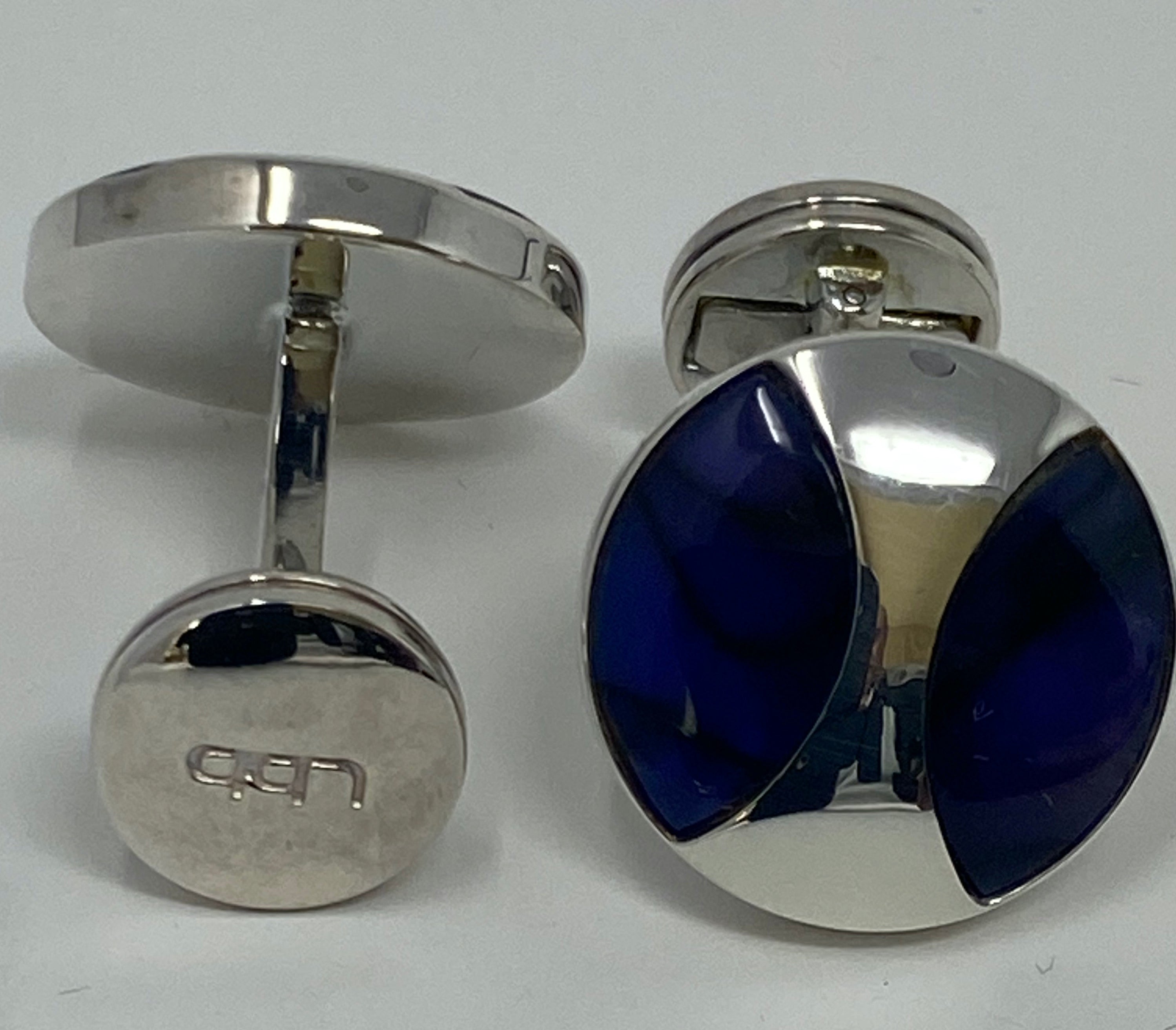 Silver and Blue Cufflinks