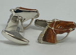 Load image into Gallery viewer, Silver and Enamel Horse Cufflinks
