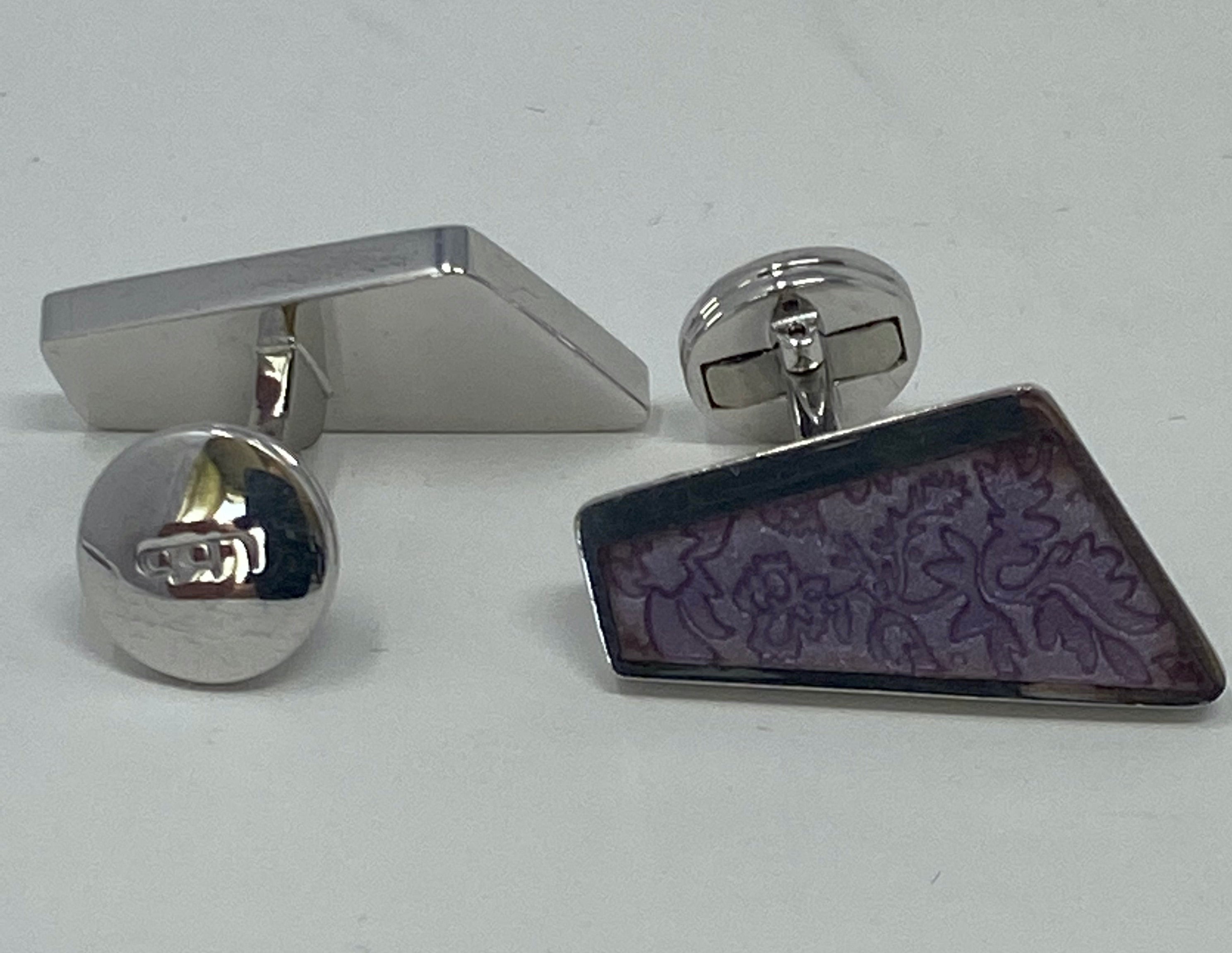 Lilac and Silver Cufflinks