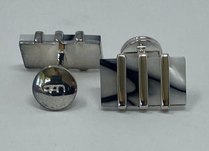 Silver and Grey Mottled Resin Cufflinks