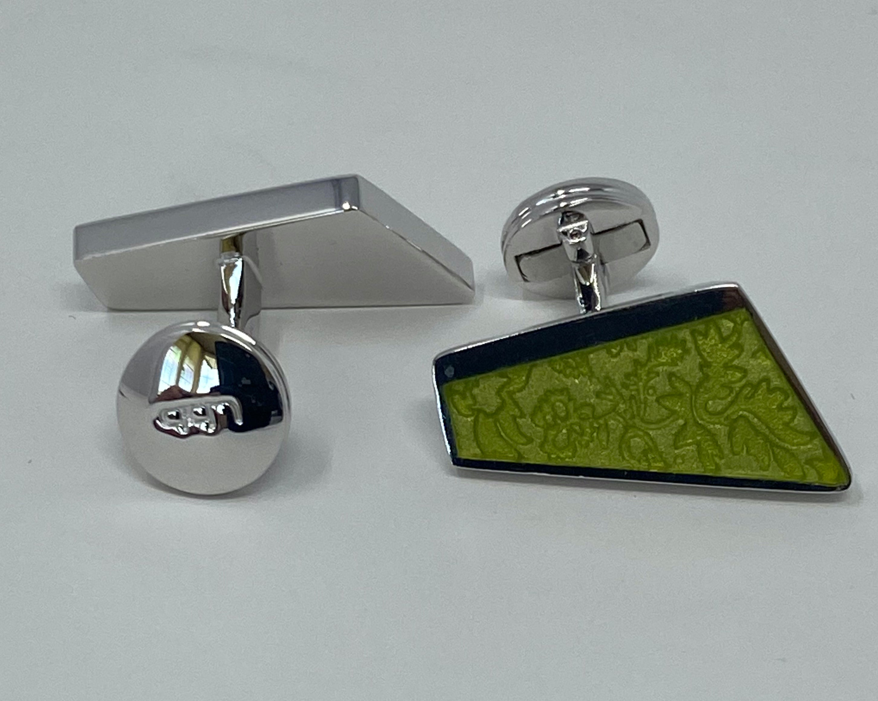 Sterling Silver and Lime Cufflinks