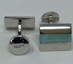 Load image into Gallery viewer, Silver and Aqua Cufflinks
