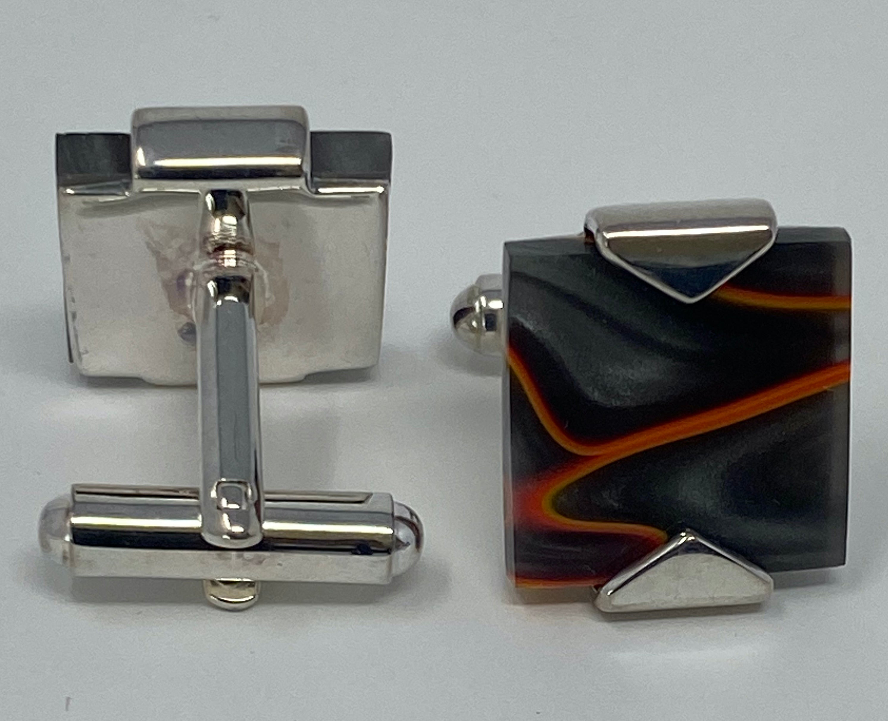 Silver Square Resin Cufflinks