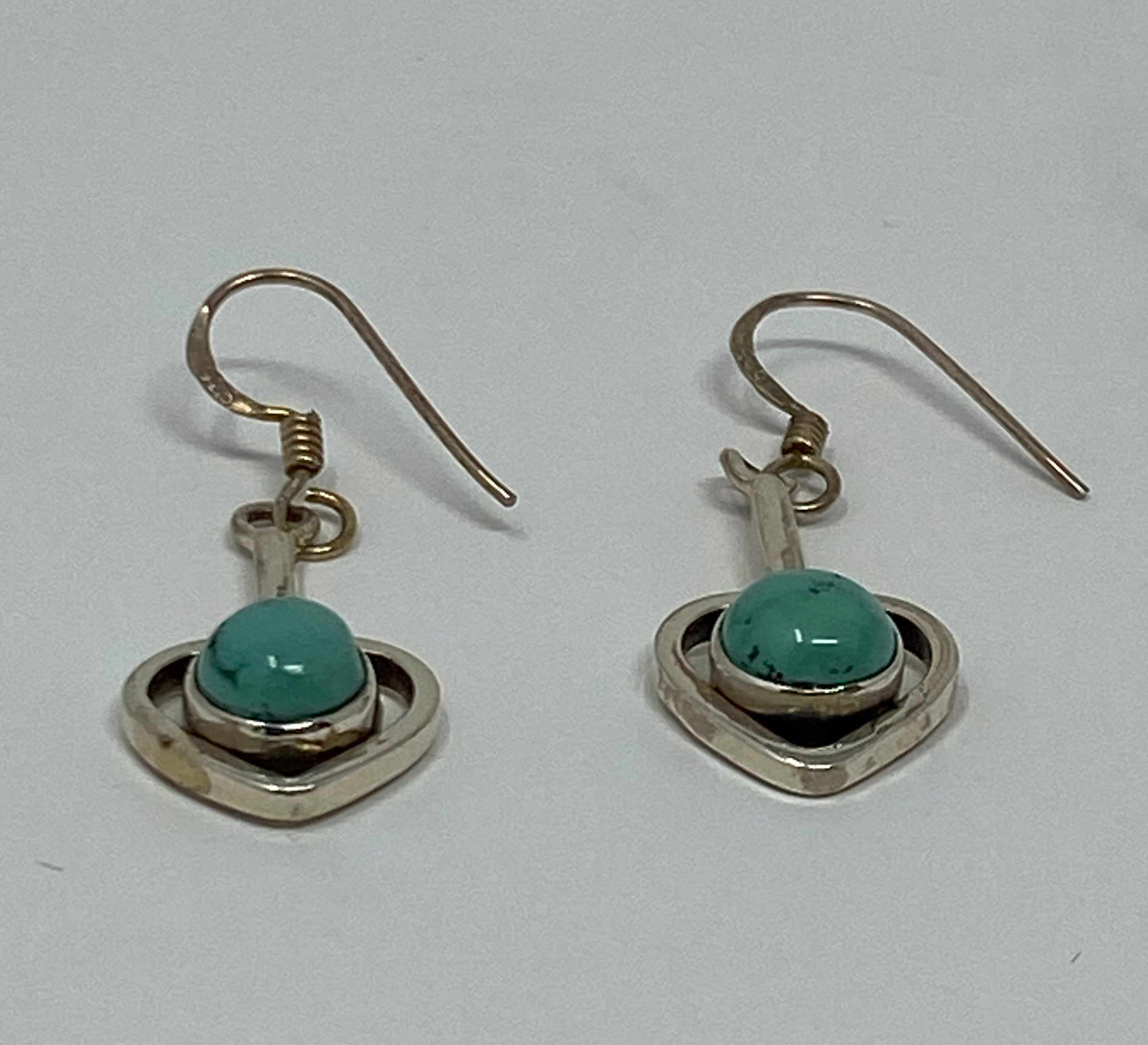 Turquoise and Silver Drop Earrings