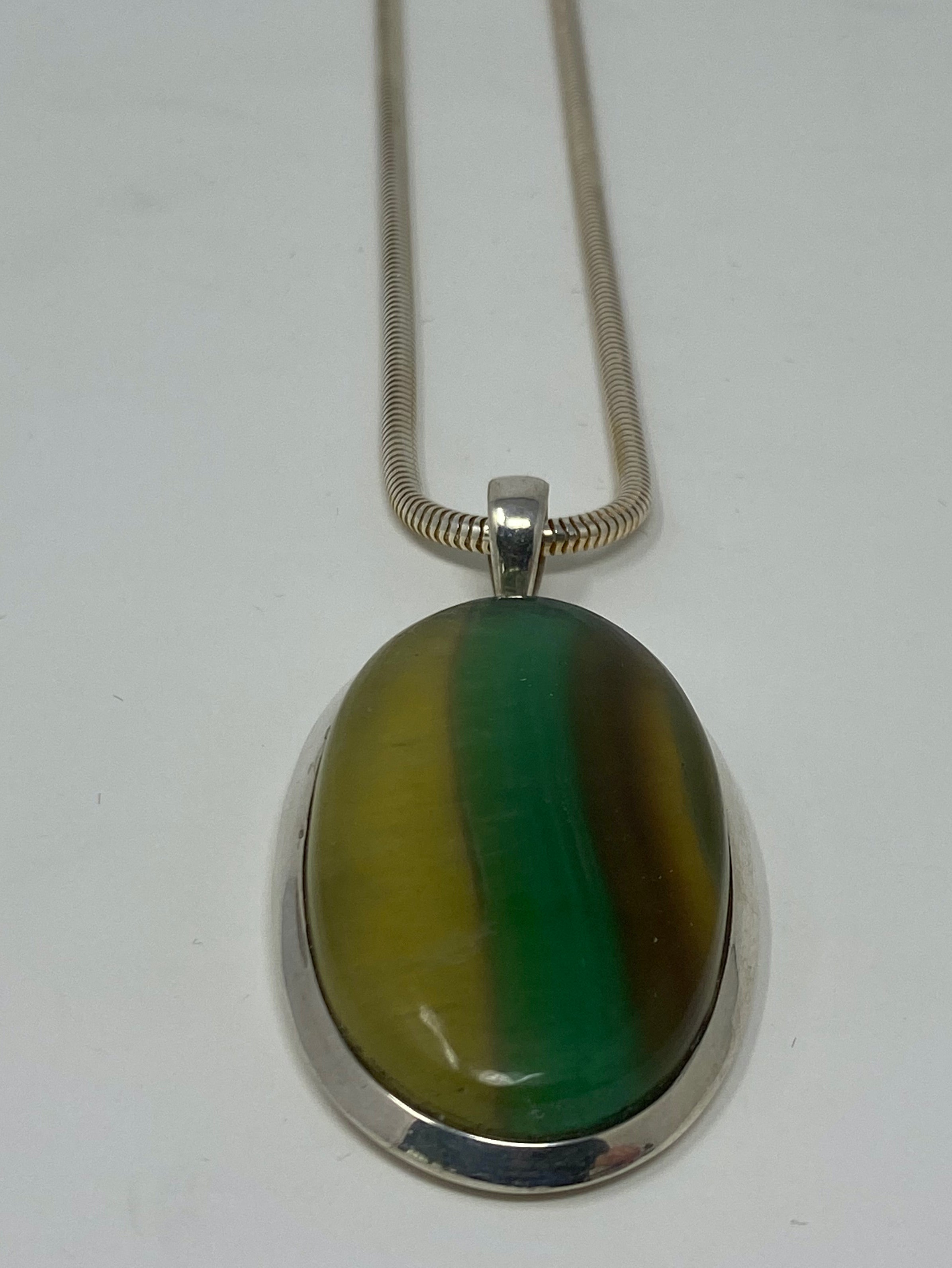 Rainbowlite Pendant on Silver Chain