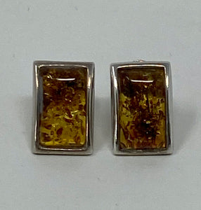Amber and Silver Oblong Earrings