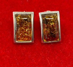 Amber and Silver Oblong Earrings