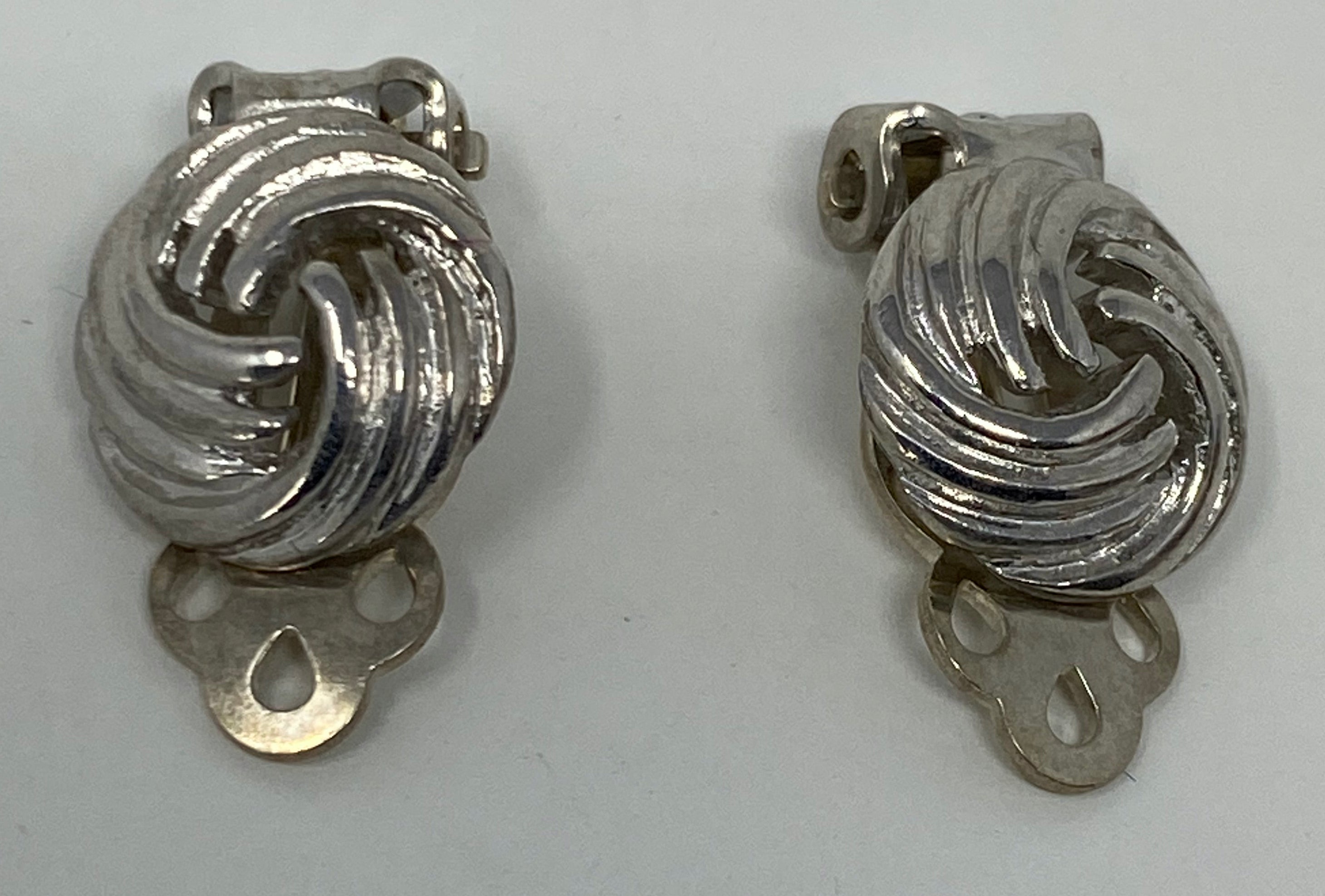 Silver Knot Clip On Earrings