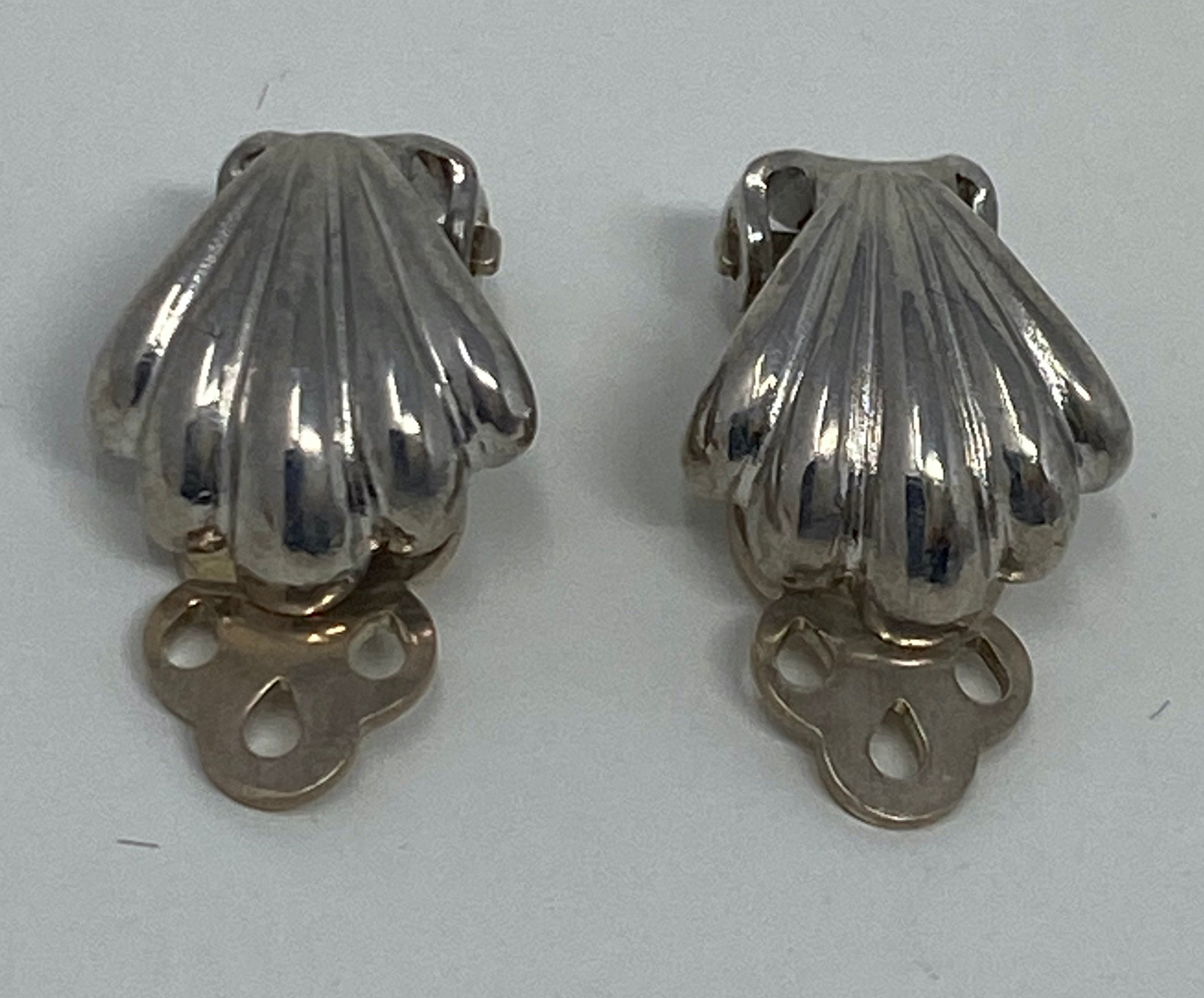 Silver Shell Clip on Earrings
