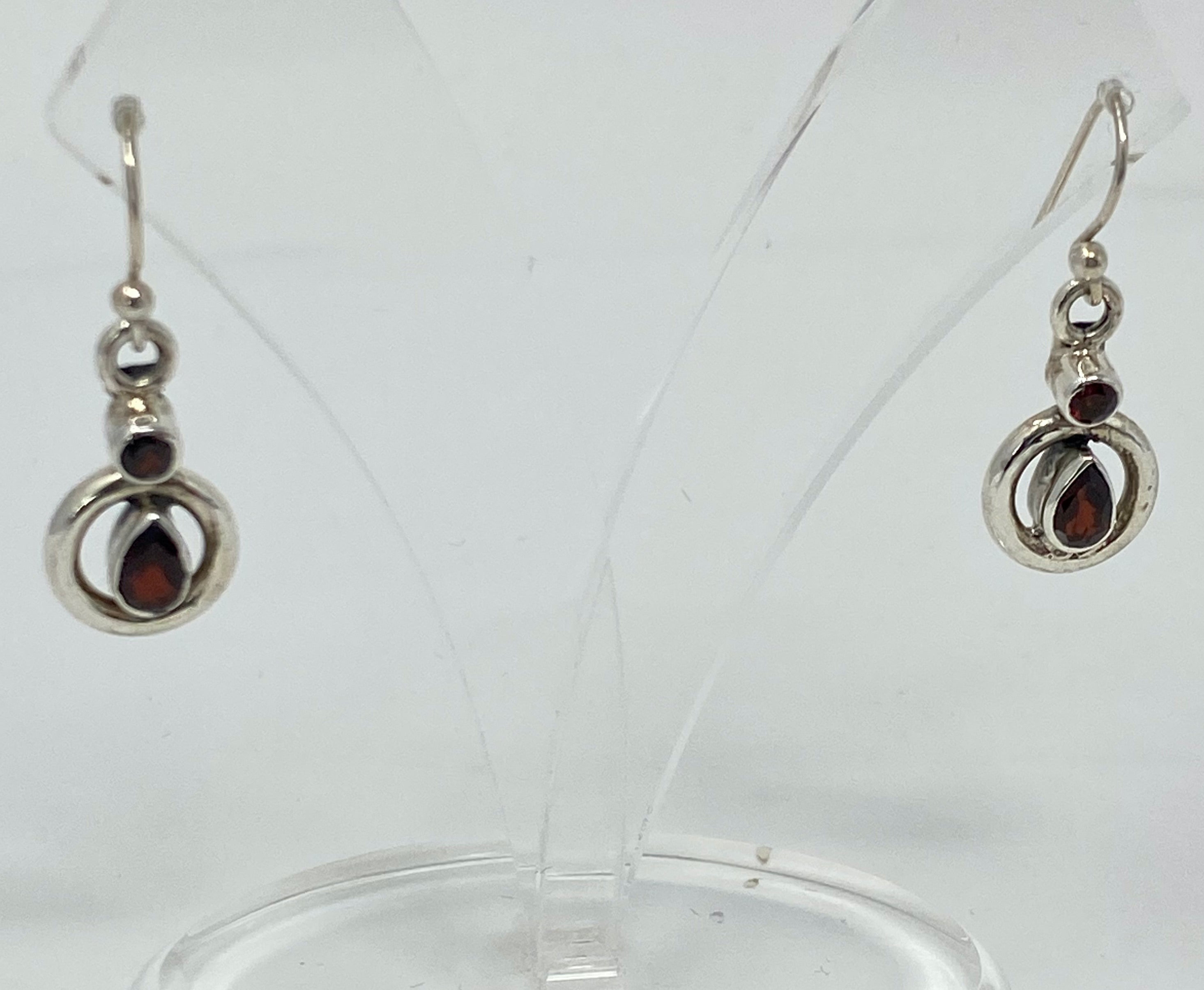 Silver and Garnet Earrings