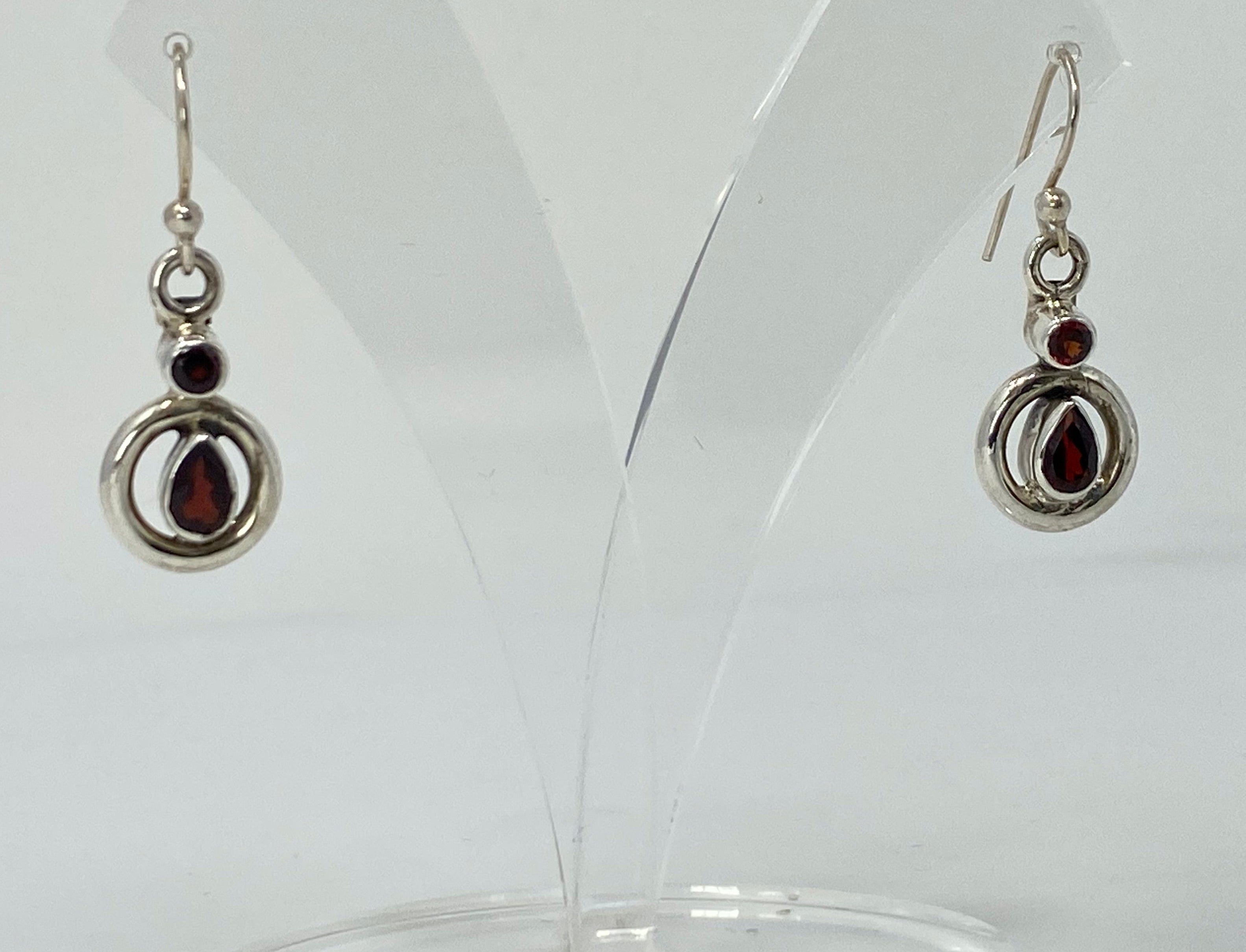 Silver and Garnet Earrings