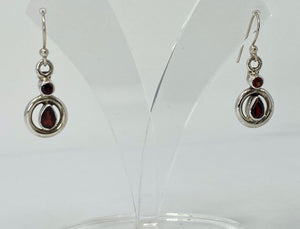 Silver and Garnet Earrings