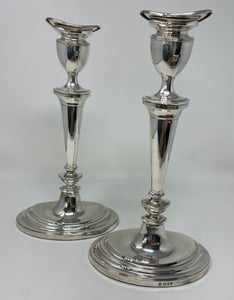 Pair of Antique Silver Oval Candlesticks