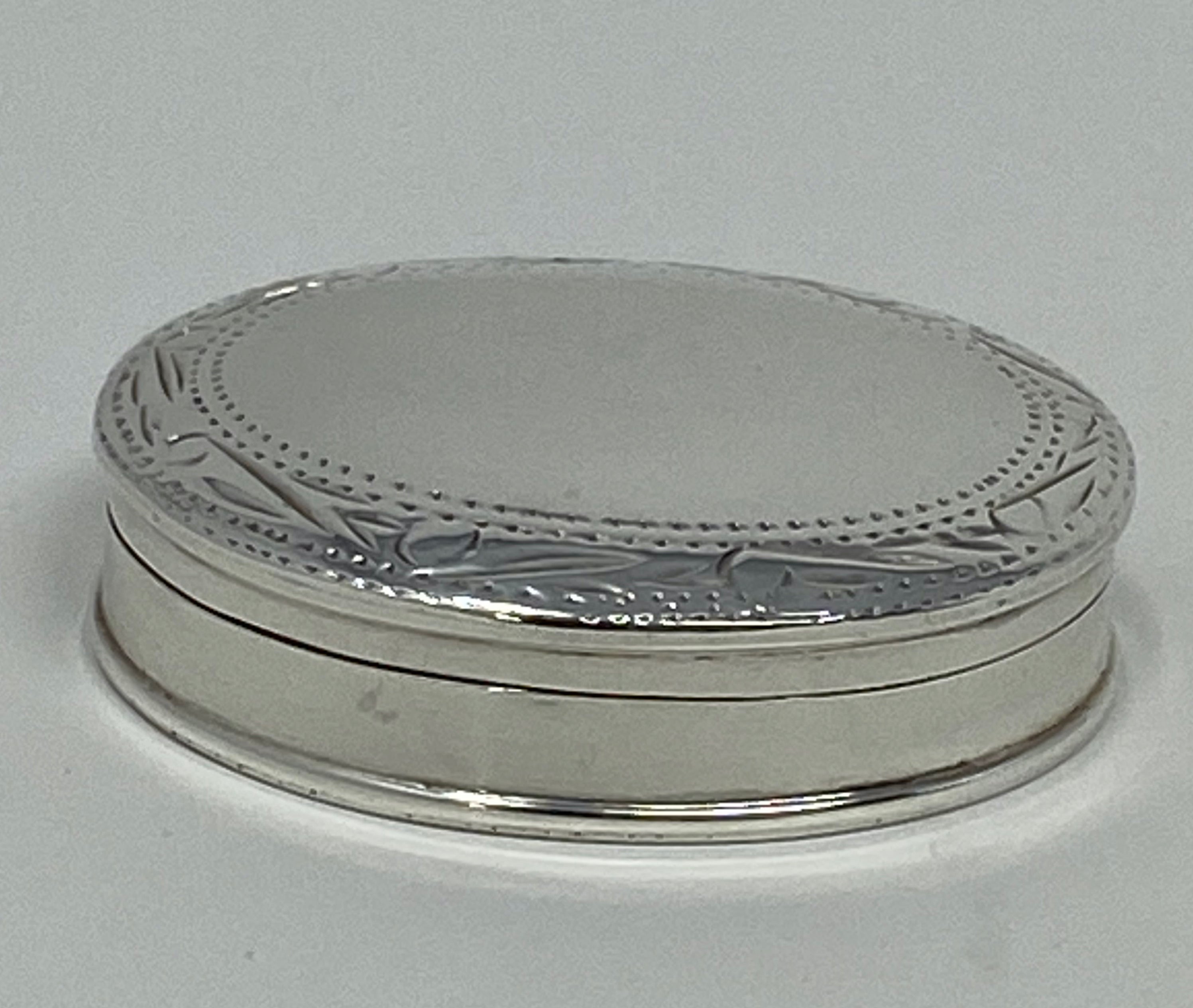 Silver Engraved Lid Pill Box
