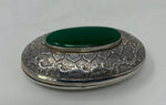 Load image into Gallery viewer, Sterling Silver Decorated Pill Box with Green Stone
