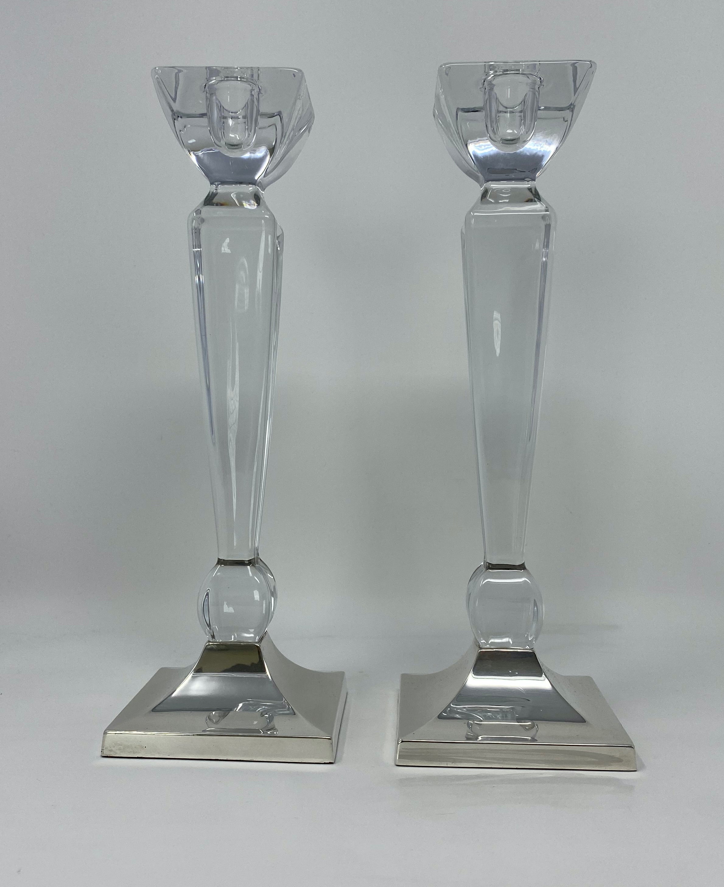 Silver and Glass Candlesticks
