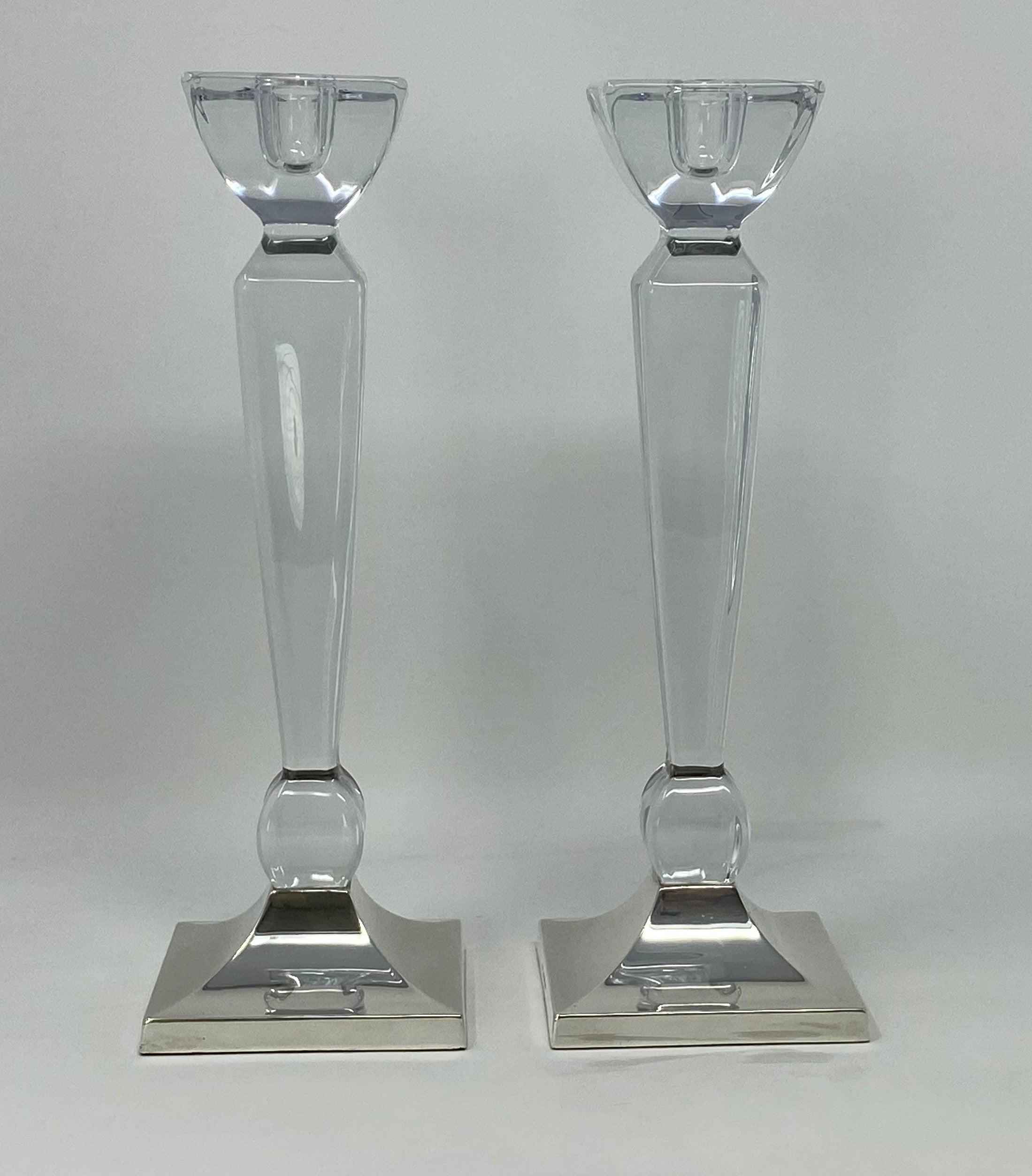 Silver and Glass Candlesticks