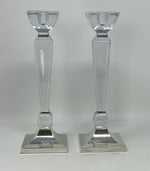 Load image into Gallery viewer, Silver and Glass Candlesticks
