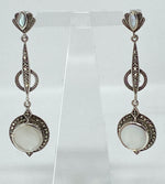 Load image into Gallery viewer, Silver, Marcasite and Mother of Pearl Earrings
