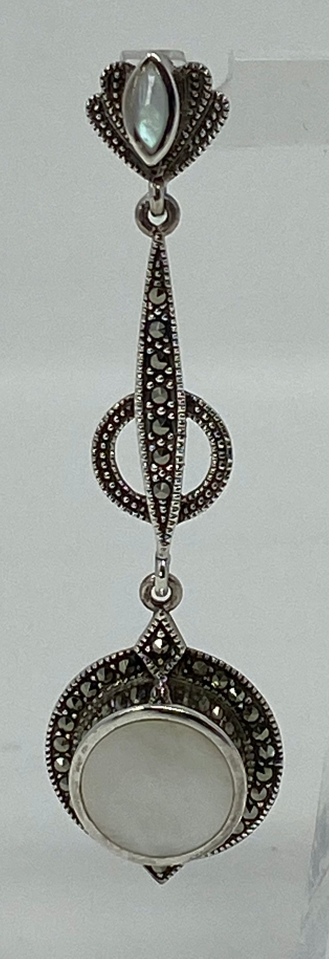 Silver, Marcasite and Mother of Pearl Earrings