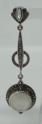 Load image into Gallery viewer, Silver, Marcasite and Mother of Pearl Earrings
