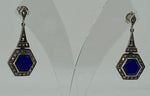 Load image into Gallery viewer, Lapis and Marcasite Drop Earrings
