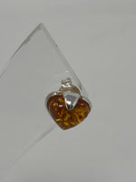 Load image into Gallery viewer, Amber and Silver Heart Shaped Stud Earrings
