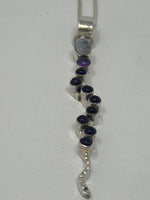 Load image into Gallery viewer, Moonstone &amp; Amethyst Pendant on Silver Snake Chain
