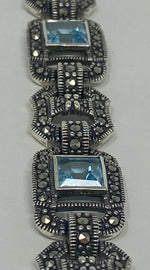 Load image into Gallery viewer, Blue Topaz and Marcasite Bracelet
