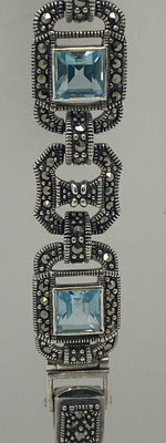 Load image into Gallery viewer, Blue Topaz and Marcasite Bracelet
