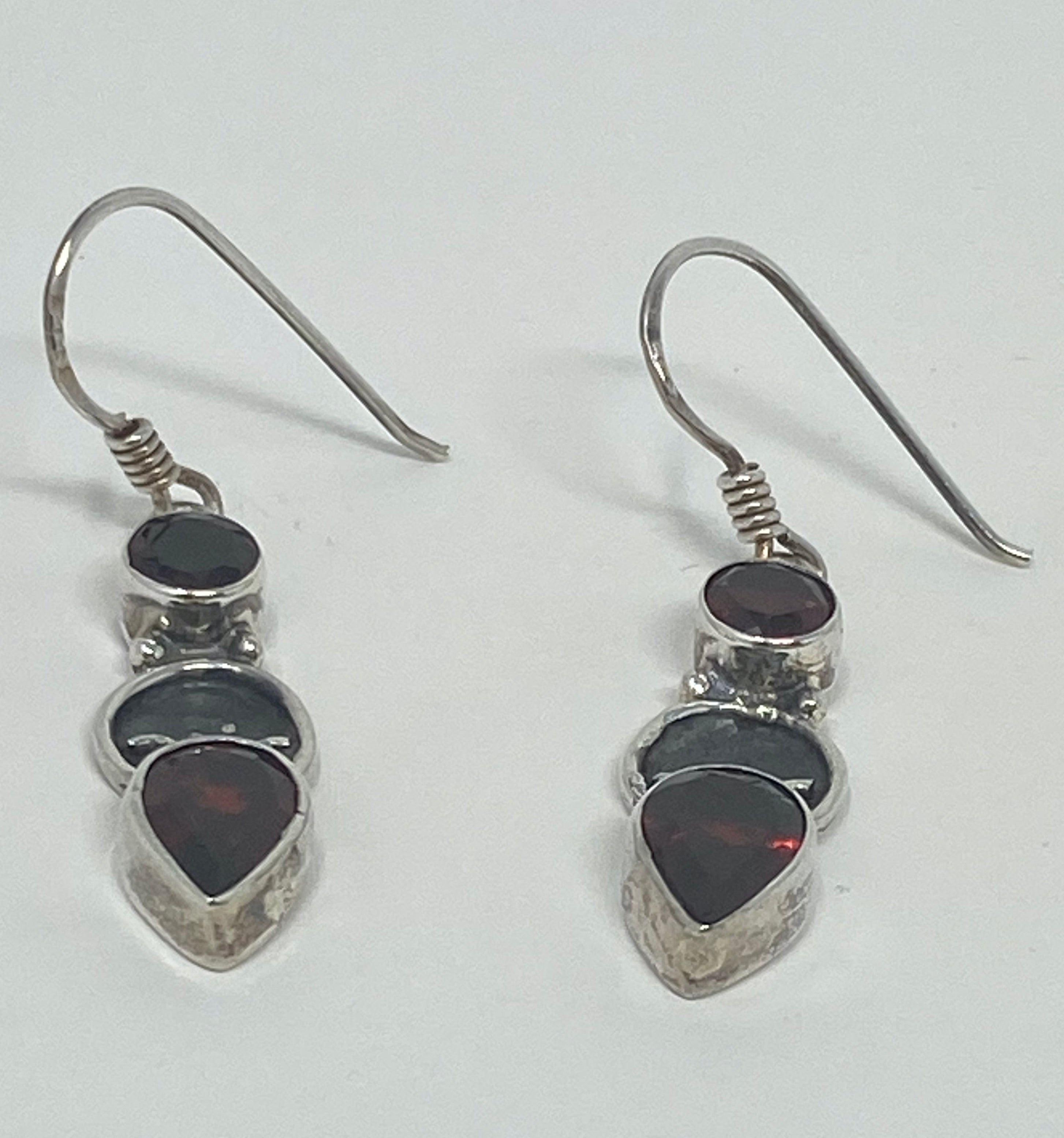 Silver Garnet Earrings
