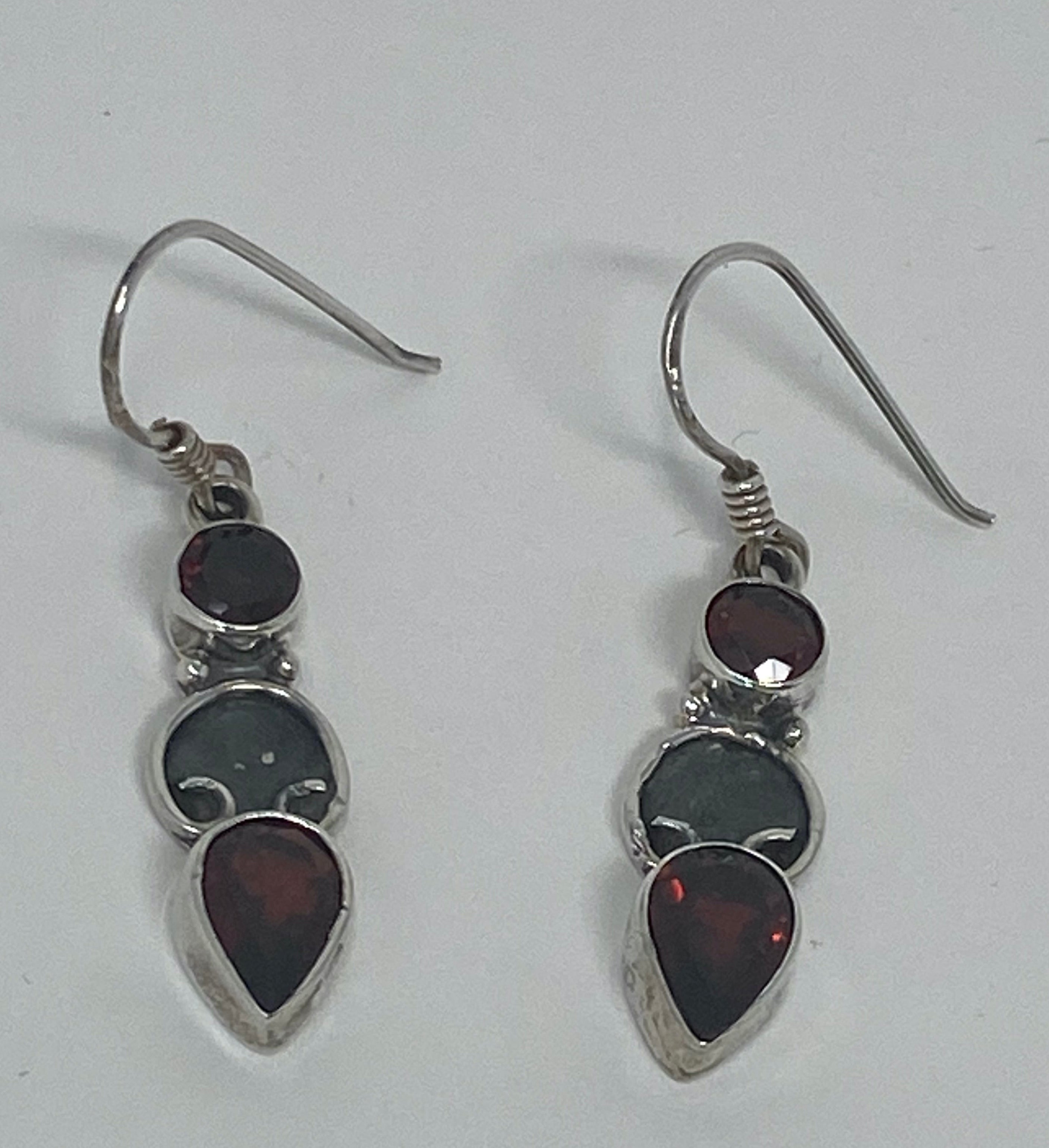 Silver Garnet Earrings