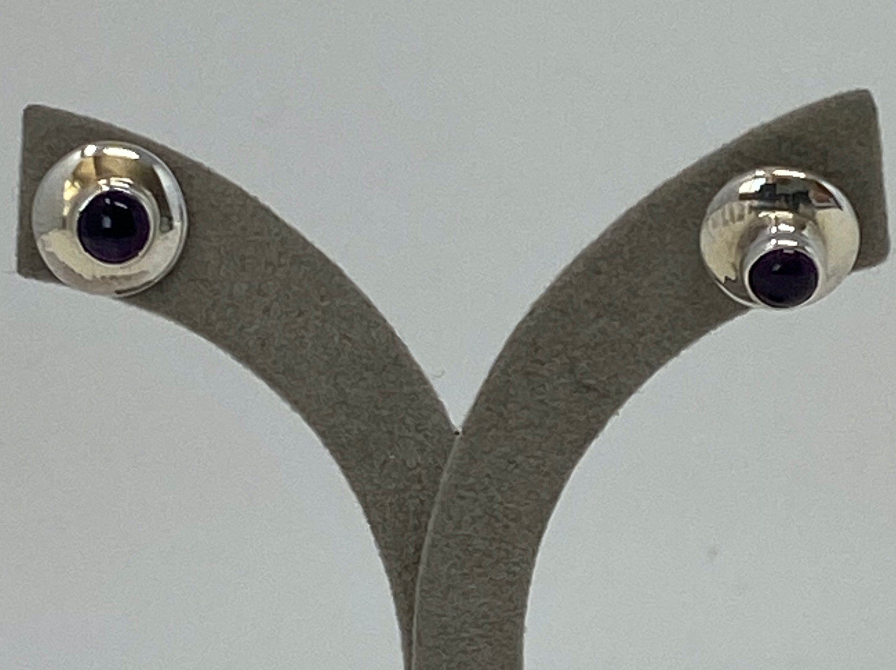 Silver and Amethyst Stud Earrings
