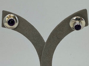 Silver and Amethyst Stud Earrings