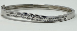 Silver Bangle with double row CZ stones