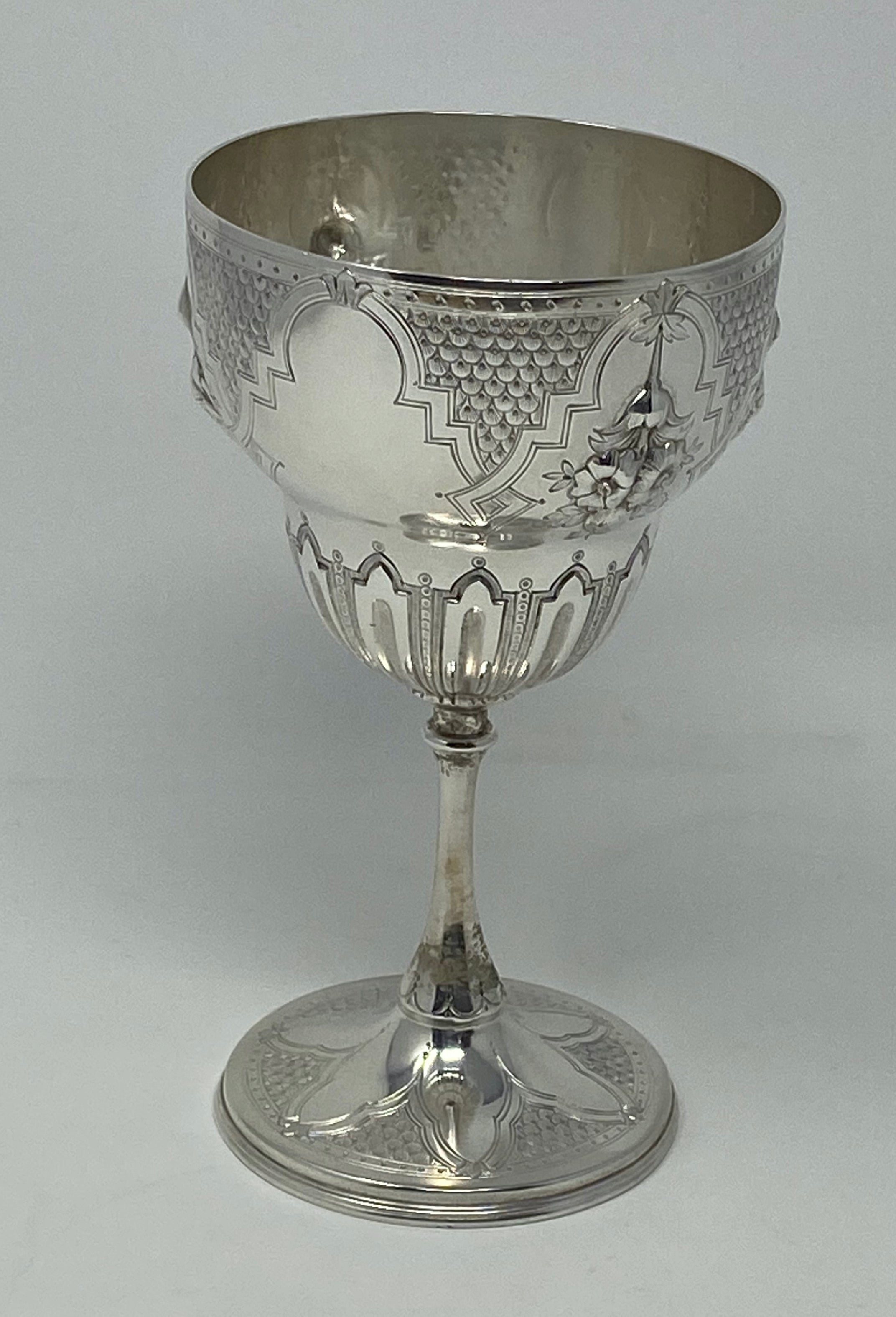 Antique Victorian Silver Plated Chased Goblet