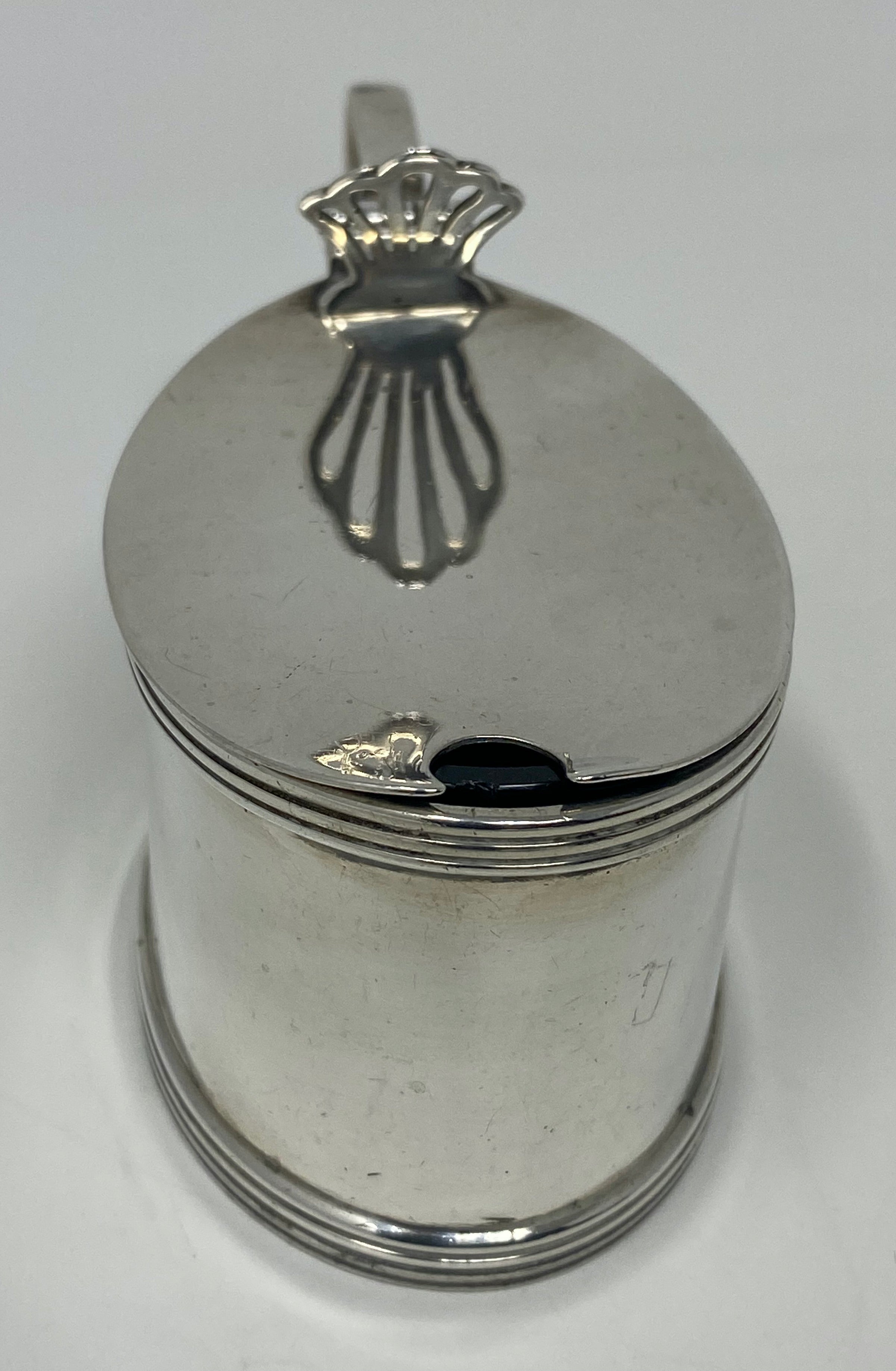 Antique Silver Oval Mustard Pot