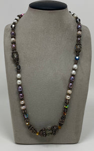 Vintage Silver, Pearl and Swarovski Bead Necklace