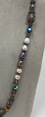 Load image into Gallery viewer, Vintage Silver, Pearl and Swarovski Bead Necklace
