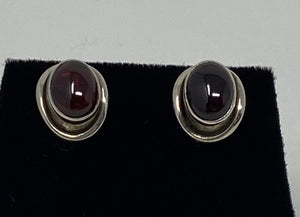 Silver and Garnet Stud Earrings