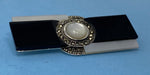 Load image into Gallery viewer, Silver, Black Onyx, Mother of Pearl and Marcasite Art Deco Style Brooch
