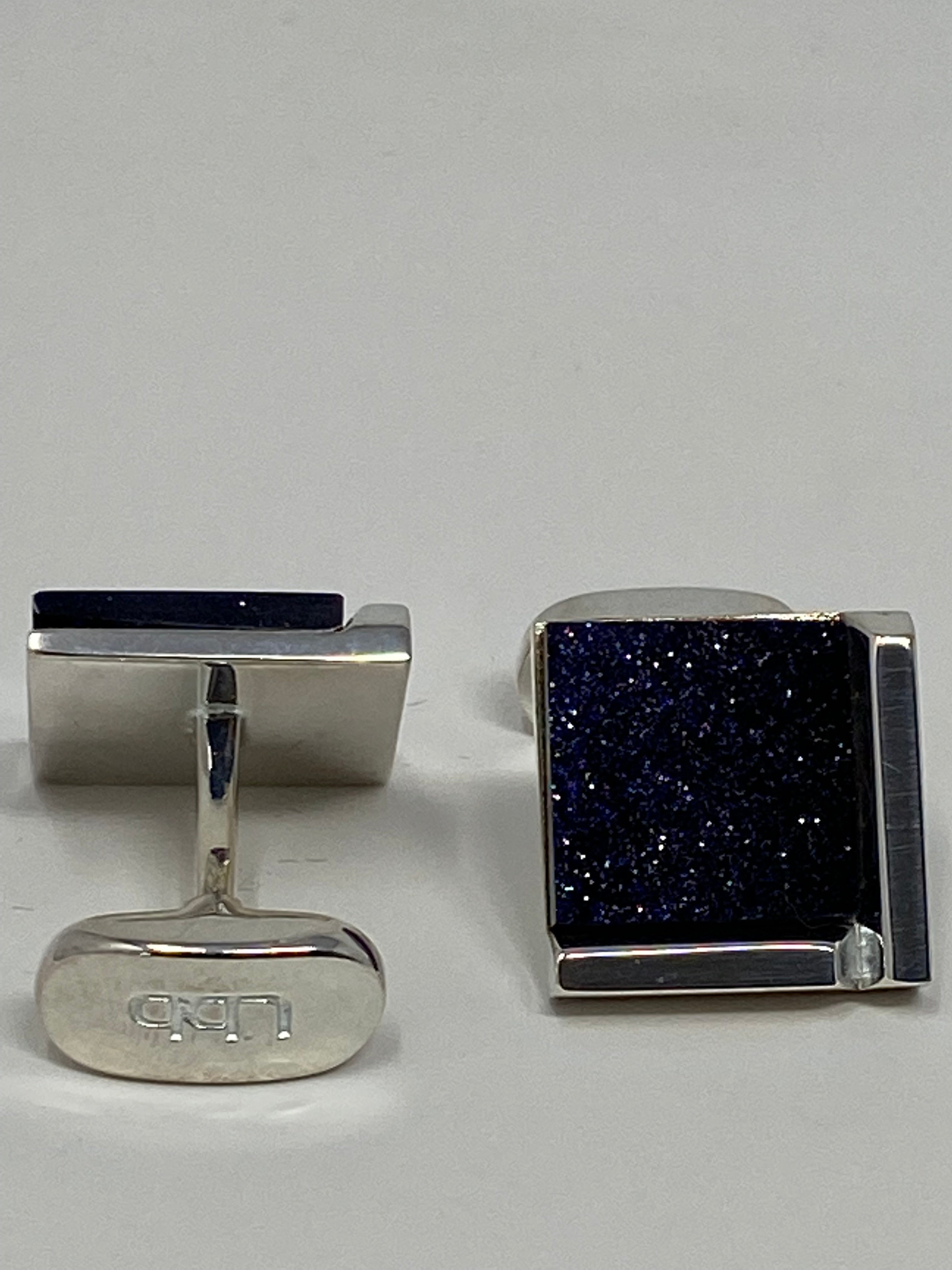Silver Cufflinks with Midnight Sparkle